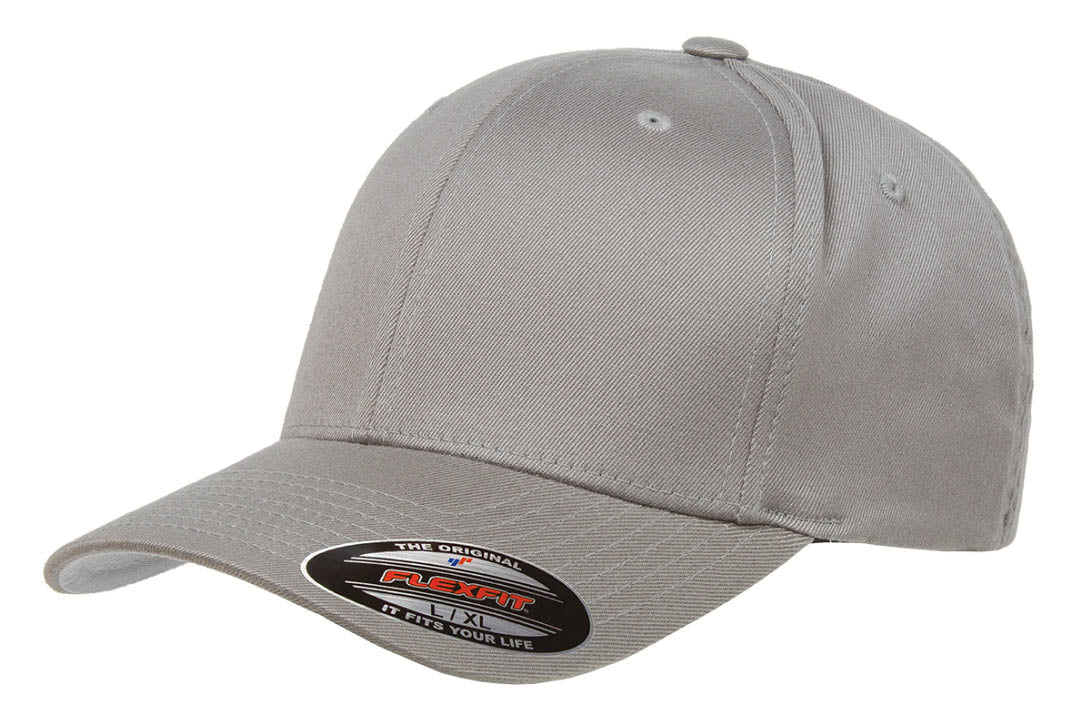 Flex Fit Grey Wooly Baseball Cap - Stretchable Fitted Hat With Wool Look, Silver Undervisor