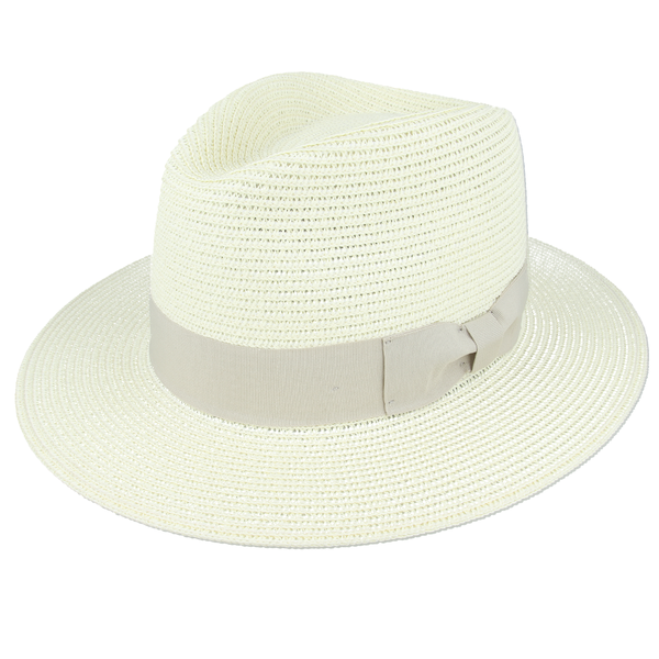Maz Limited Edition Straw Fedora Hat With Cream Band - Cream