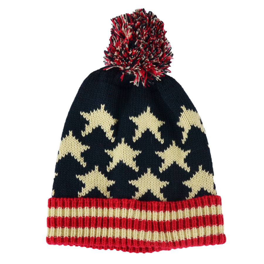 United State Flag Beanie  With Pom Pom