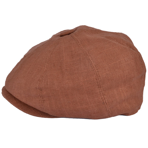 Brown Linen Newsboy Cap