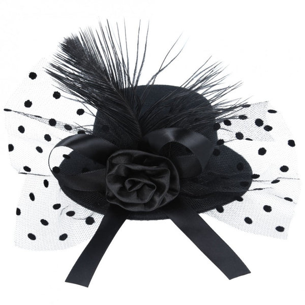 Maz Mini Top Hat Fascinator With Elegant Feather & Bow
