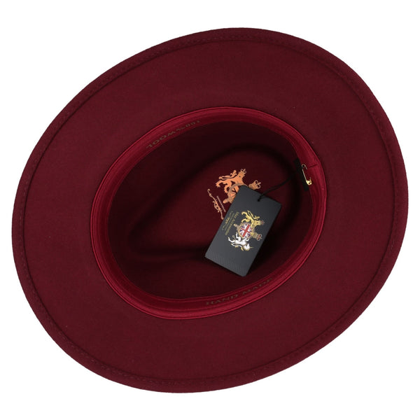 Unisex Wool Felt Crushable Fedora Hat With Grosgrain Band - Wine