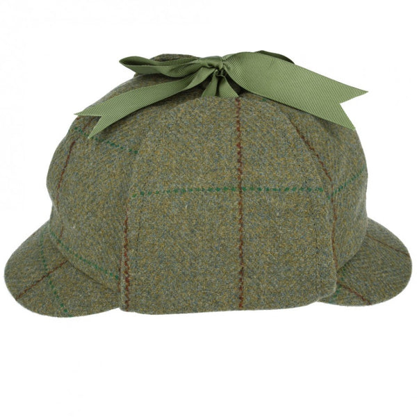 G&H Wool Check Sherlock Holmes Deerstalker Hat - Olive - Green