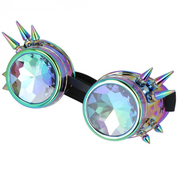 Kaleidoscope Steampunk Spike Goggles Glasses Cyber Punk Gothic - Rainbow