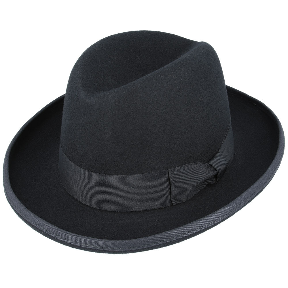 Black Wool Homburg Hat