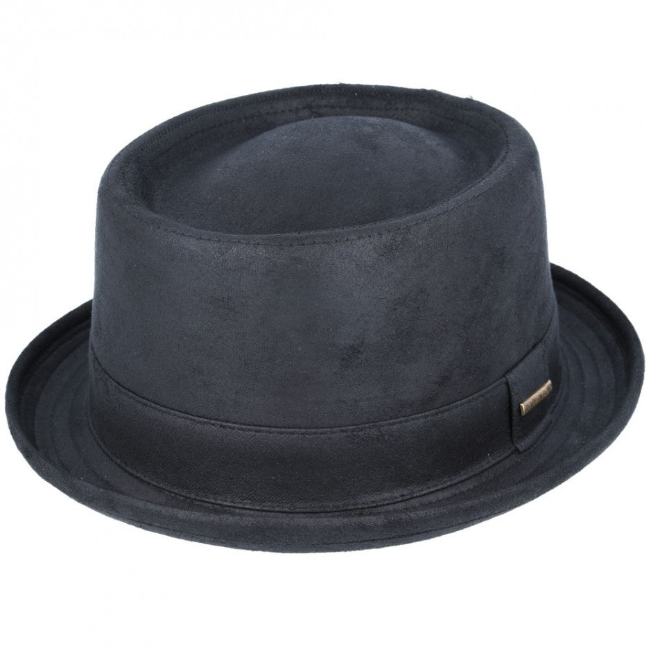 thumbnail image 2 of Gladwin Bond Handmade Sheepskin Pork Pie Hat – Brown & Black Worn Look, Men’s Vintage Cap 2 of 3
