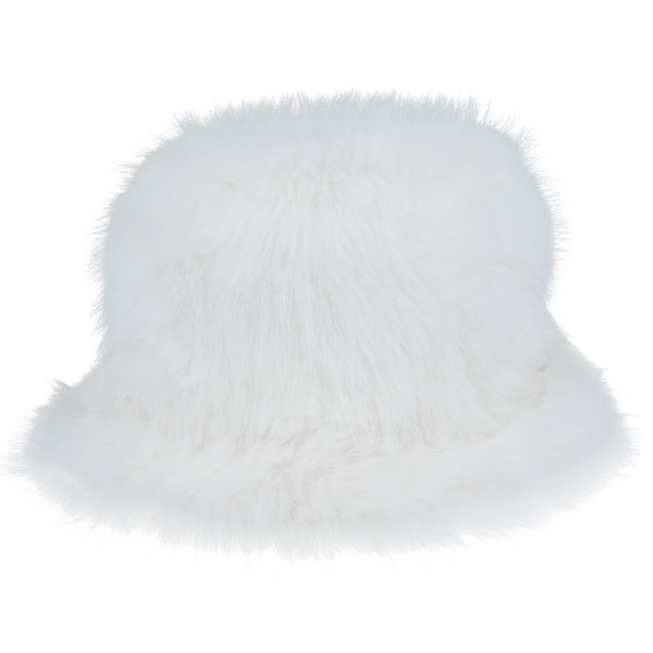 Soft Fluffy Faux Fur Bucket Hat - Black/White