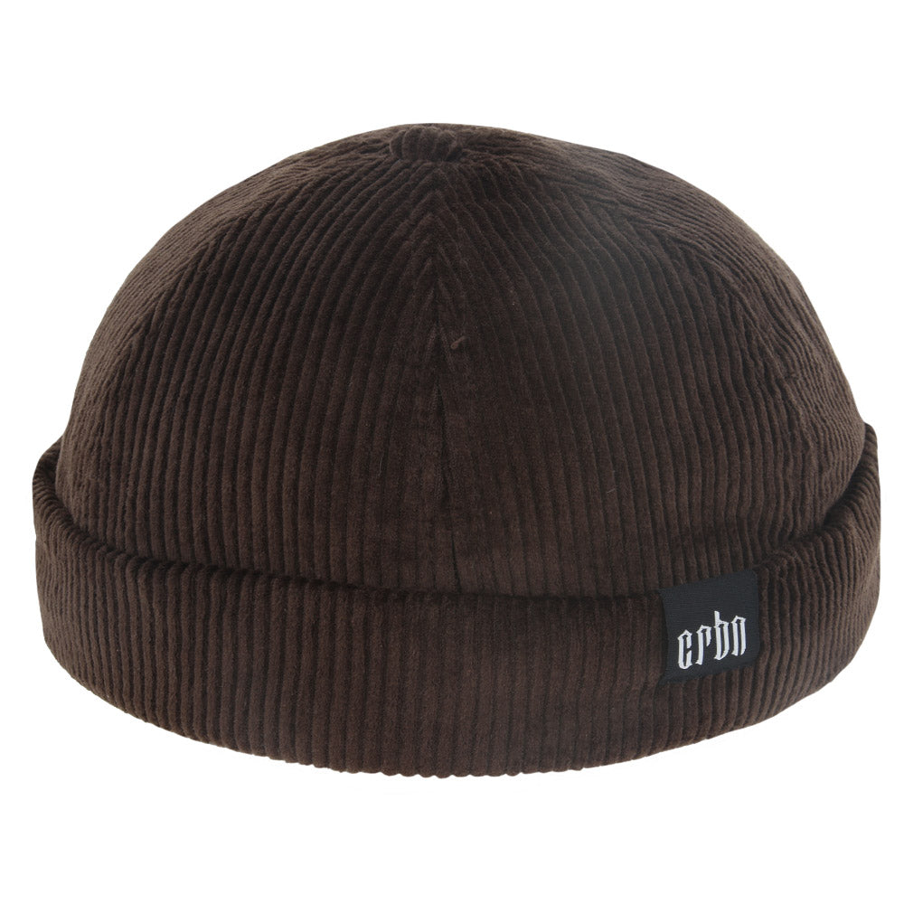 Corduroy Rolled Cuff Retro Fashion Brimless Docker Hat