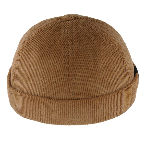 Corduroy Rolled Cuff Retro Fashion Brimless Docker Hat