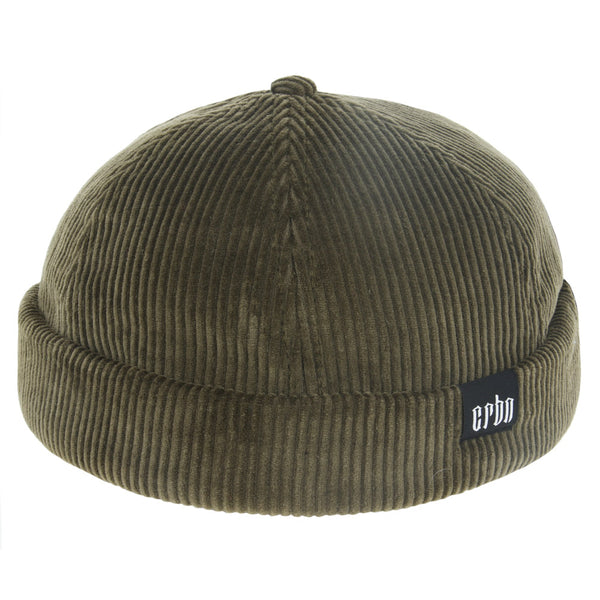 Corduroy Rolled Cuff Retro Fashion Brimless Docker Hat