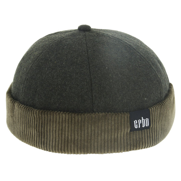 Corduroy Wool Rolled Cuff Retro Fashion Brimless Docker Hat