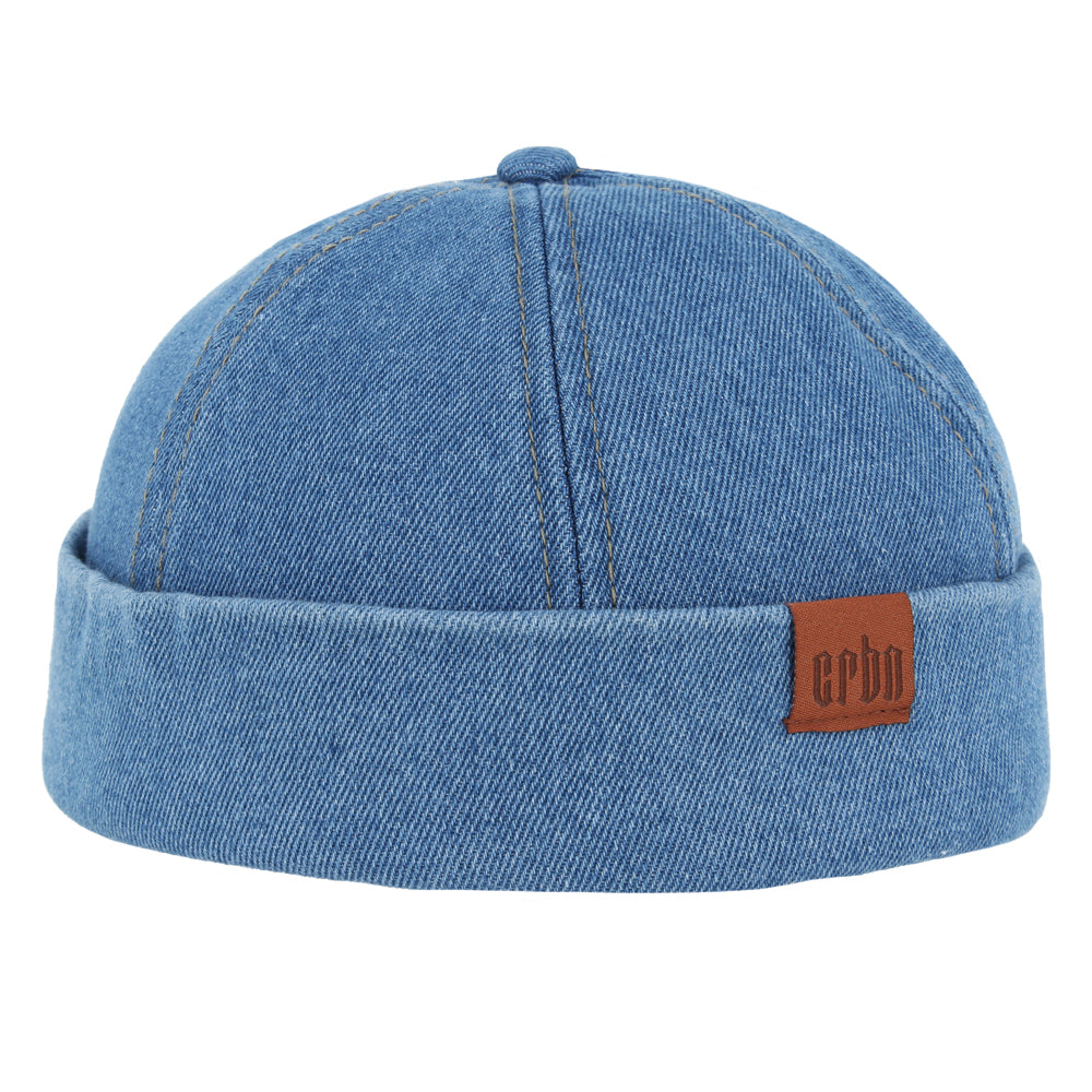 Denim Docker Rolled Cuff Retro Fashion Brimless Hat – Denim