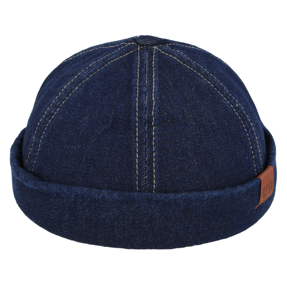 Denim Docker Rolled Cuff Retro Fashion Brimless Hat – Denim
