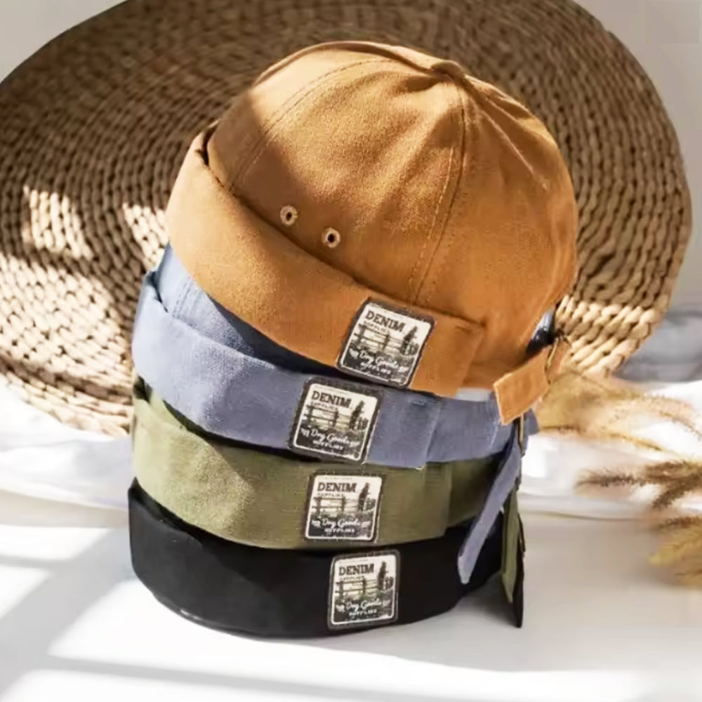 Cotton Rolled Cuff Retro Fashion Brimless Docker Hat
