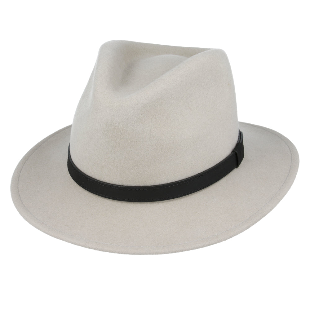 Wool Felt Fedora Hat With Leather Band