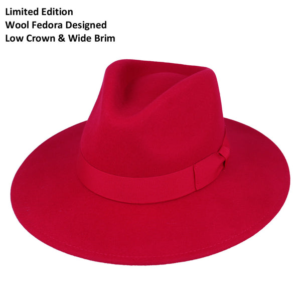 Wide Brim Wool Crushable Fedora Hats