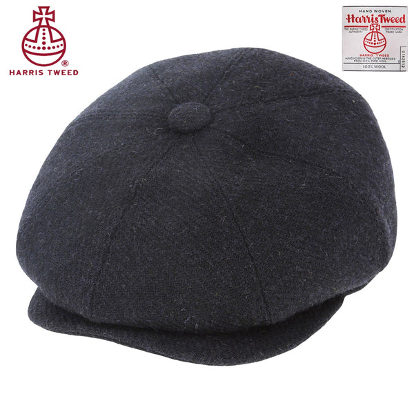 Dark Navy Harris Tweed 100% Wool Newsboy Cap