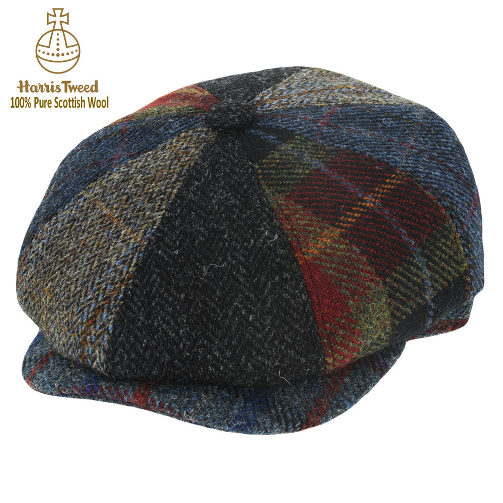 Harris Tweed 100% Pure Wool Patchwork Newsboy Cap
