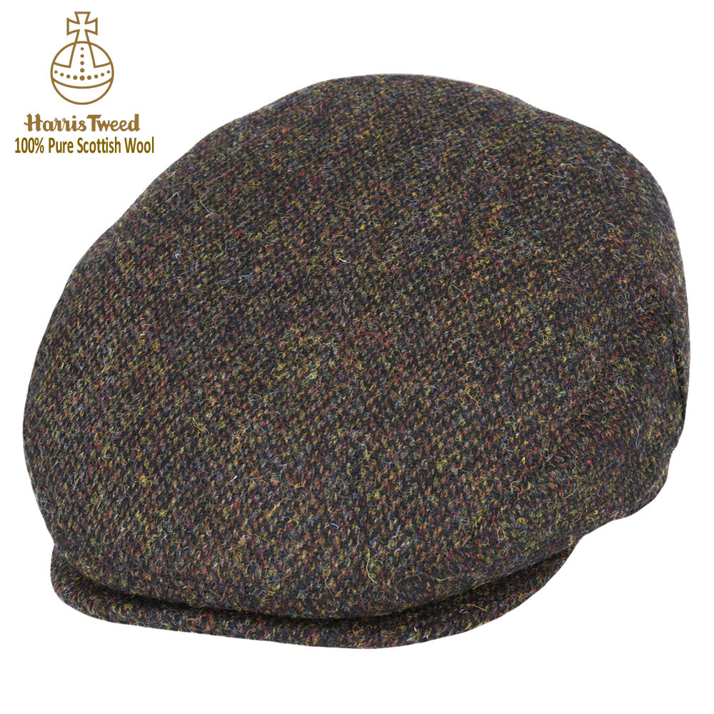 Green & Brown Barleycorn Harris Tweed 100% Pure Wool Flat Cap