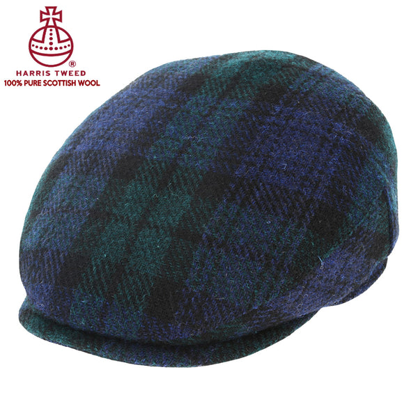 Black Watch Tartan Harris Tweed 100% Pure Wool Flat Cap – Blue