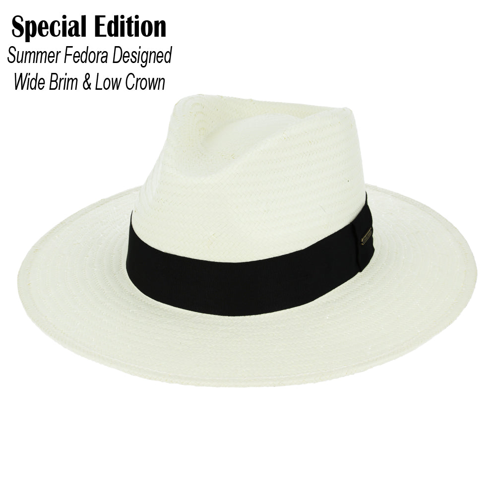 Summer Fedora Designed Wide Brim & Low Crown - Cream