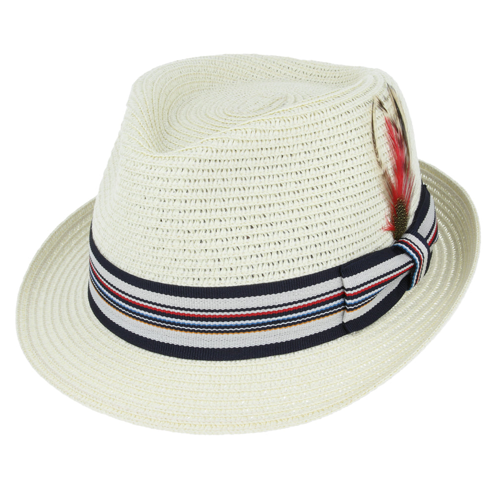 Maz Summer Paper Straw Trilby Hat With Strip Band