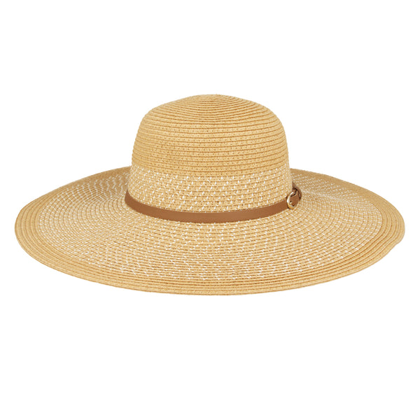 Paper Straw Vintage Style Wide Brim Floppy Hat - Camel