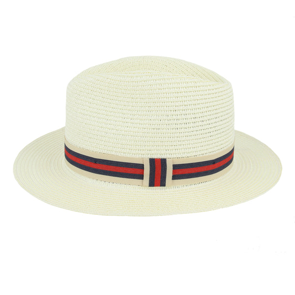 Limited Edition Summer Fedora Hat With Stripe Band – Cream