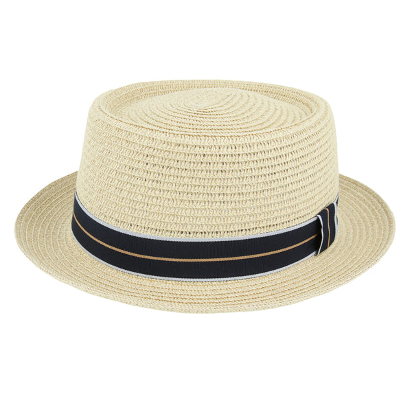 Summer Paper Straw Pork Pie Hat With Strip Band