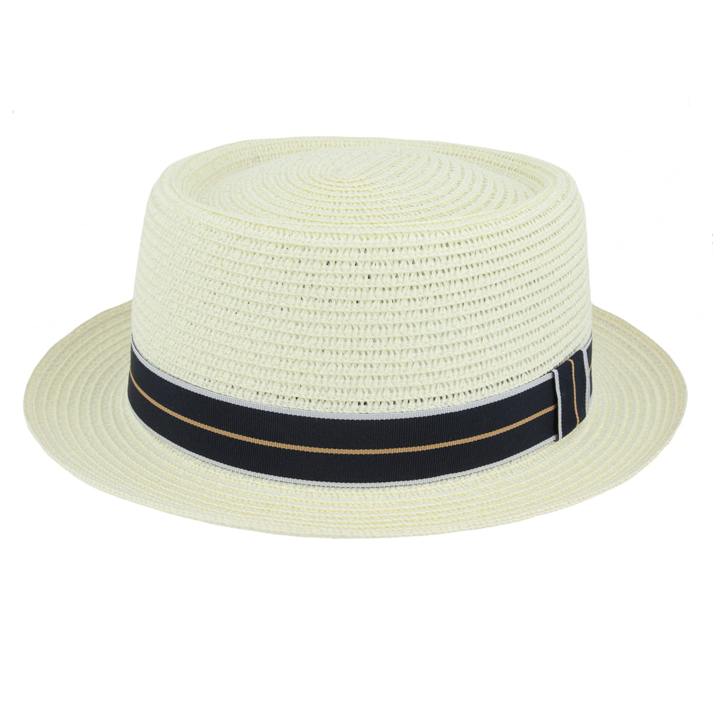 Summer Paper Straw Pork Pie Hat With Strip Band