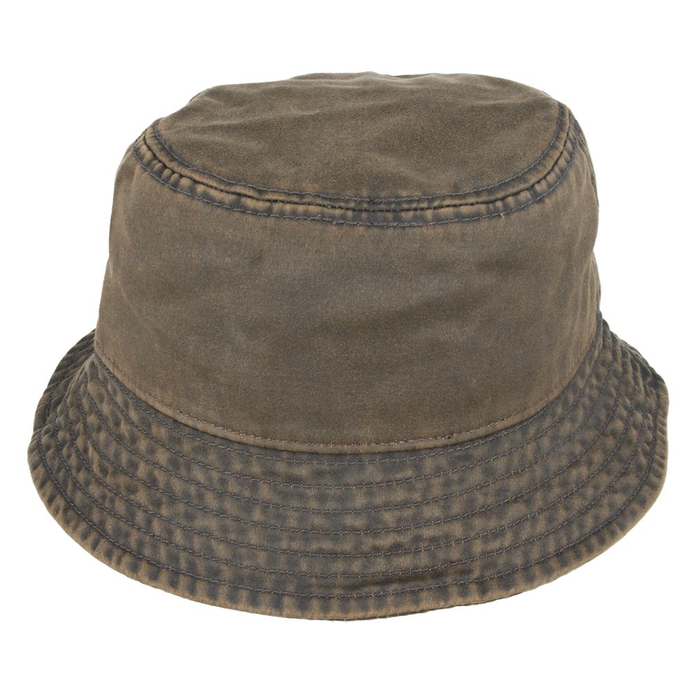 Oil Coated Retro Vintage Bucket Hat - Brown