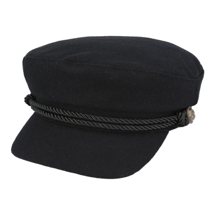 Wool Breton, Sailor, Captain Hat - Black