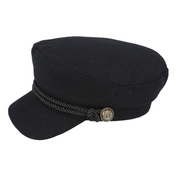 Wool Breton, Sailor, Captain Hat - Black