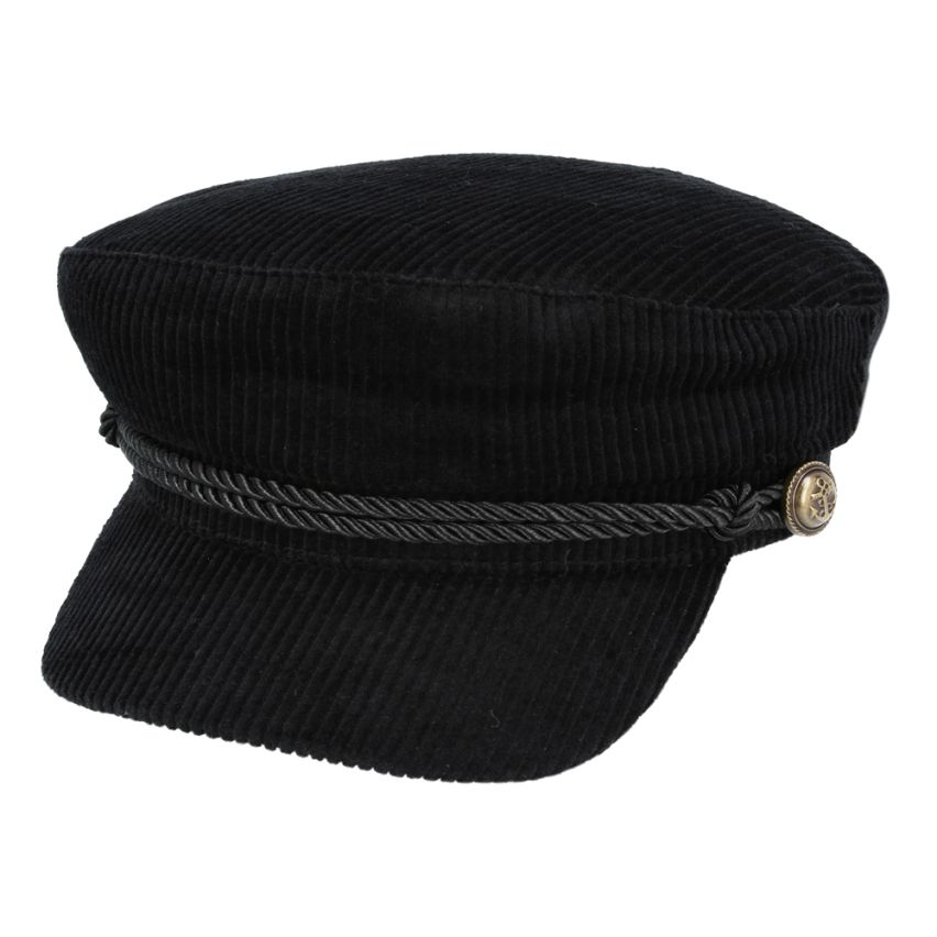 Corduroy Breton, Sailor, Captain Hat - Black