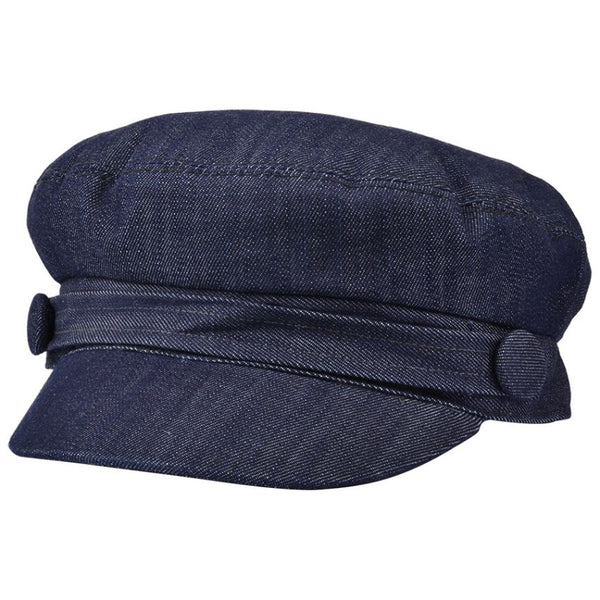 Denim Fiddler, Breton, Sailor, Captain Cap - Light Blue/Dark Blue