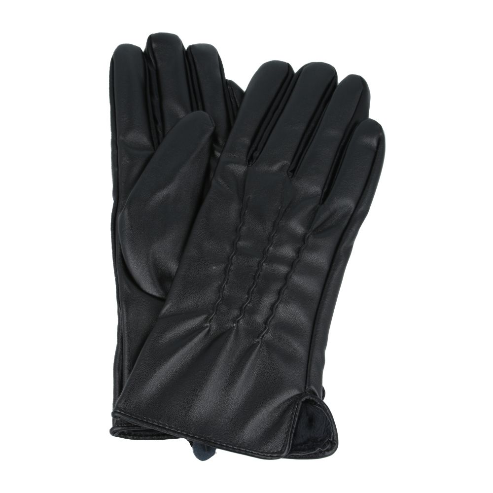 Women’s PU Gloves With Soft Warm Lining - Black