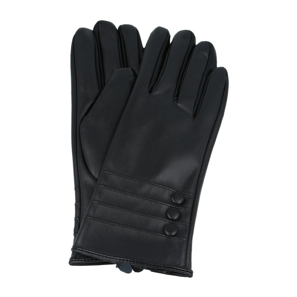 Women’s PU Gloves With Soft Warm Lining - Black
