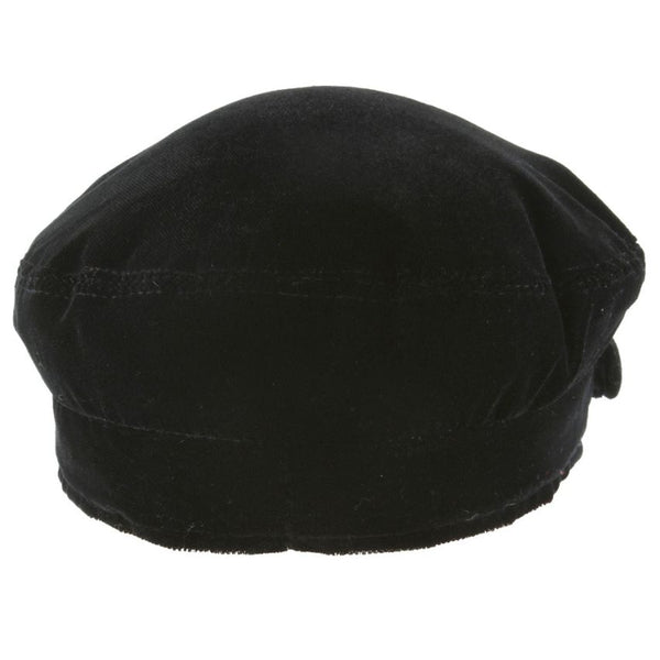 Velvet Breton, Sailor, Fiddler, Cap With PU Peak - Black