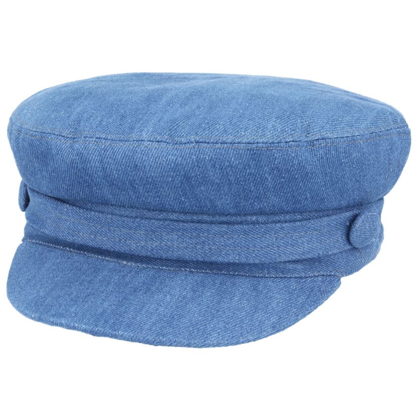 Denim Fiddler, Breton, Sailor, Captain Cap - Light Blue/Dark Blue