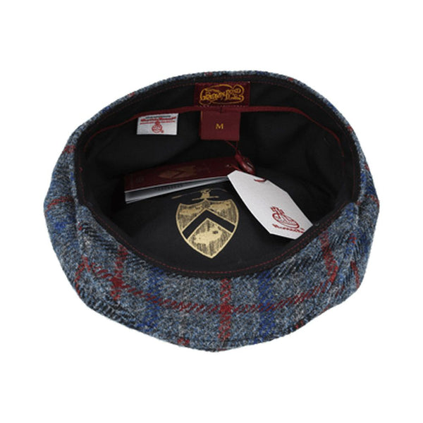 Harris Tweed 100% Scottish Wool Check Bakerboy Newsboy Cap - Grey