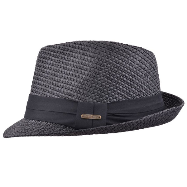 Summer Paper Straw Trilby Hat - Black