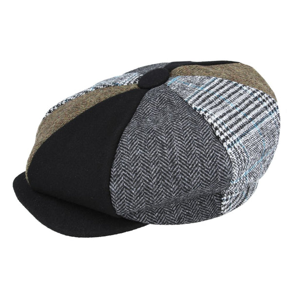 Herringbone Tweed Patchwork Big Apple Cap - Multi Colours