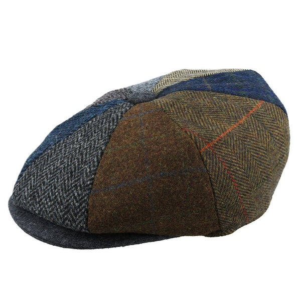 Donegal Tweed Herringbone Patch Newsboy Cap - Multi Colour