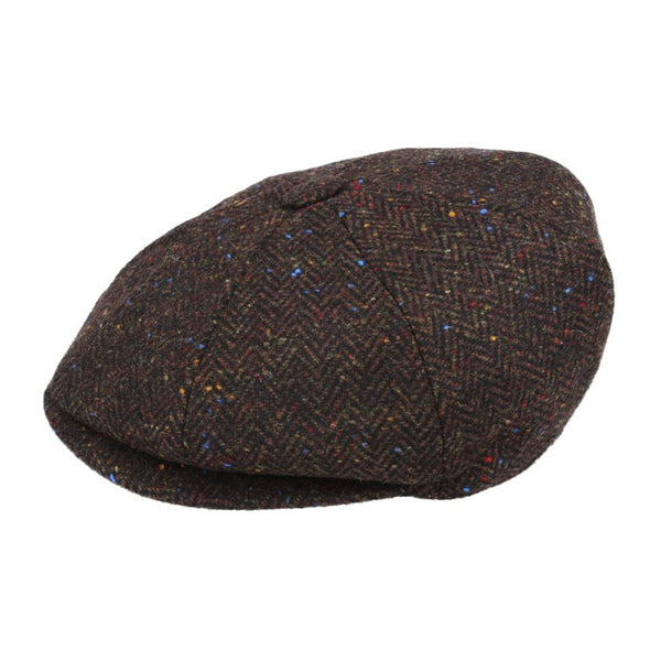 Donegal Tweed Herringbone Peaky Blinders Newsboy Cap - Brown