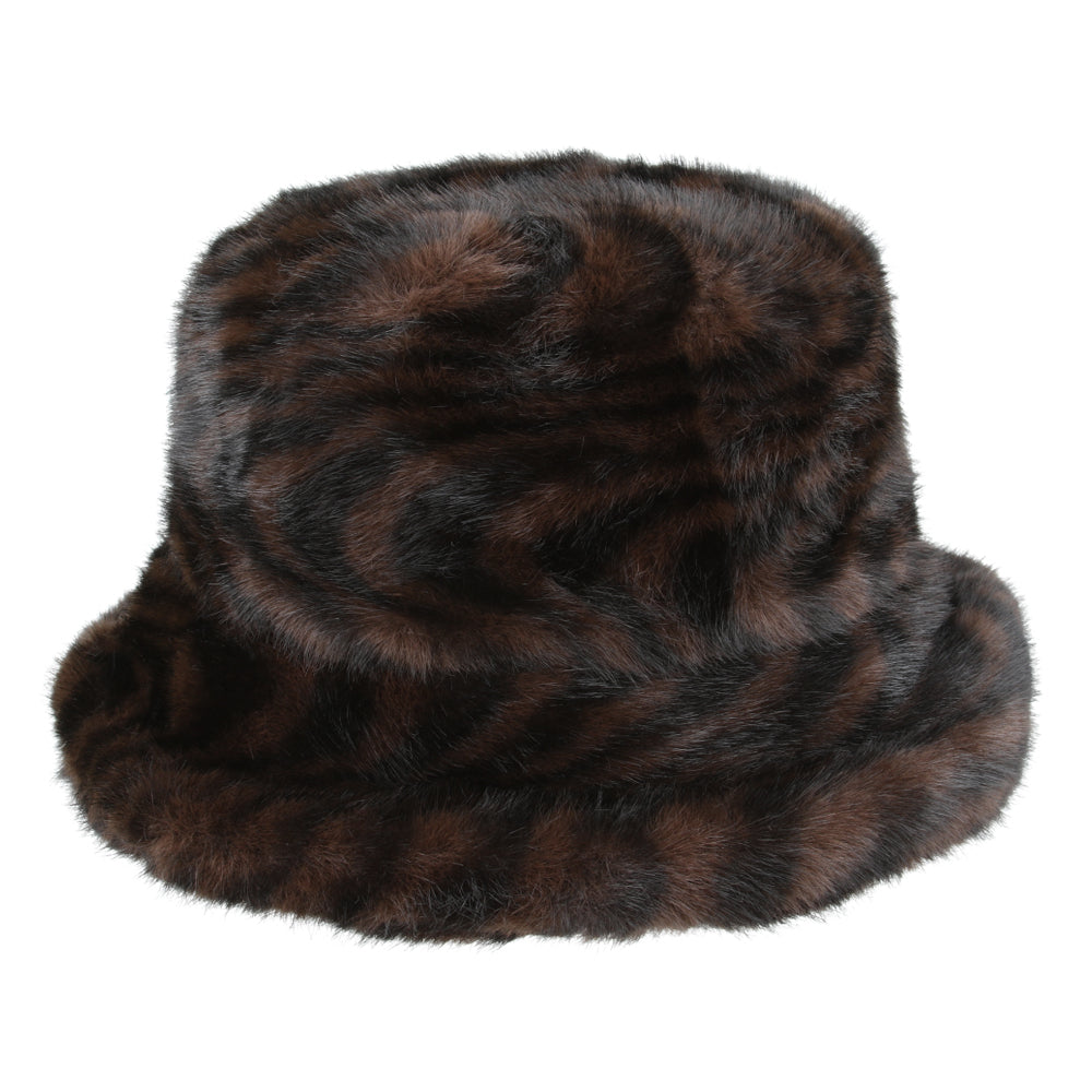 Leopard Fluffy Soft Faux Fur Bucket Hat – Brown