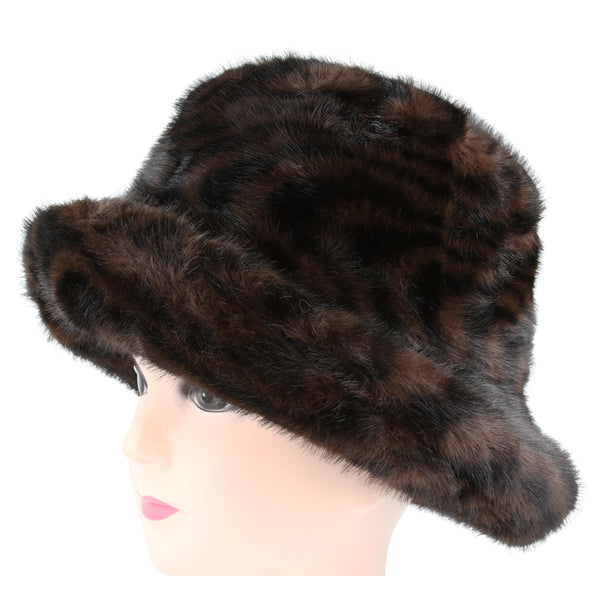 Leopard Fluffy Soft Faux Fur Bucket Hat – Brown