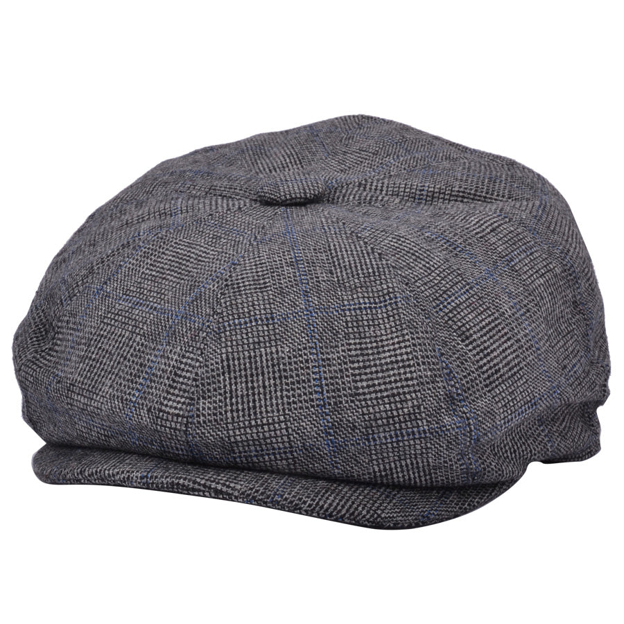 G&H Check Tweed Newsboy Cap – Grey