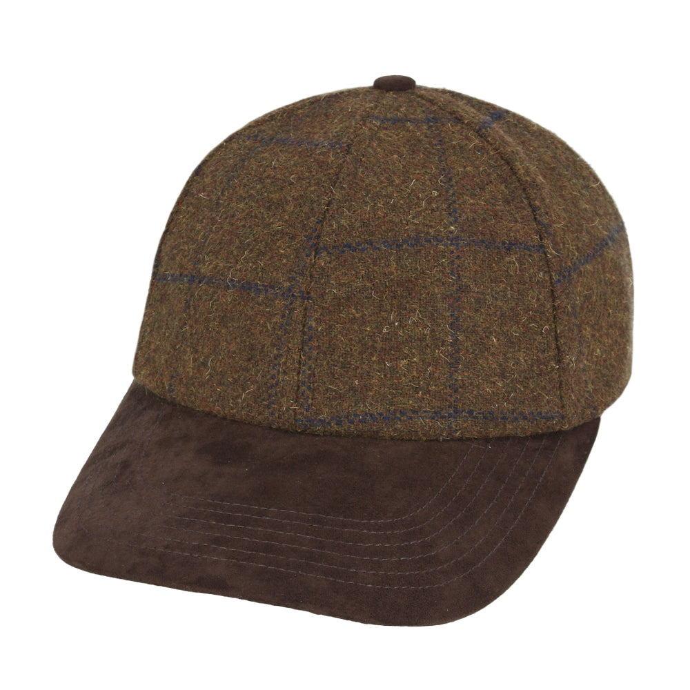 Checked Baseball Cap With Suede Peak