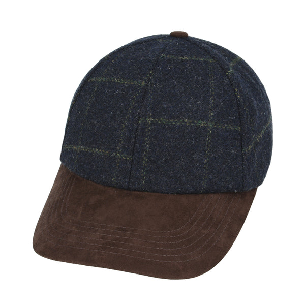 Checked Baseball Cap With Suede Peak