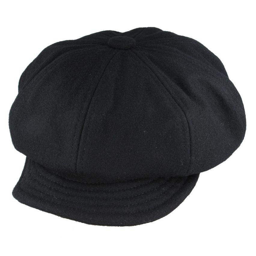 Gladwin Bond Shapeable Wool Newsboy Bakerboy Cap - Black